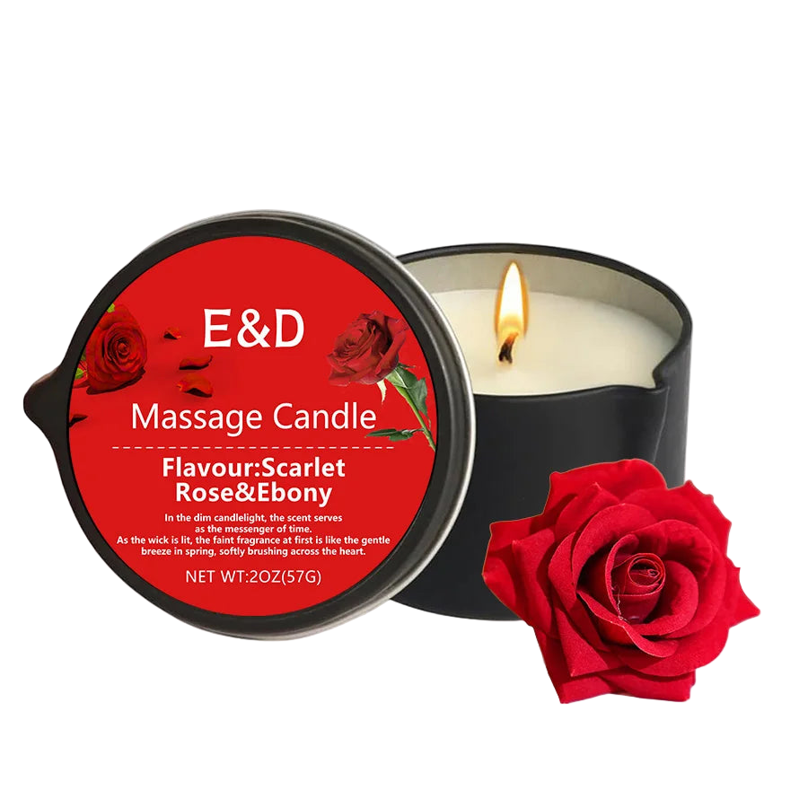 Bougie de Massage Rose Écarlate & Ébène